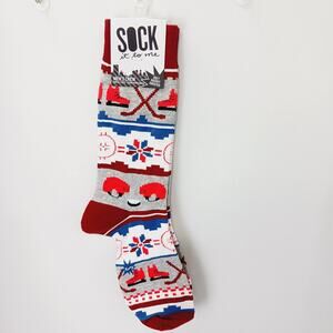 Sock It To Me Crew Men Women Ice Hockey Ugly Stick Puck Christmas Sweater NWT